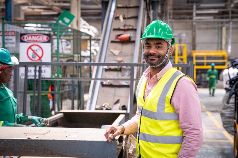 Kieran Smith, the CEO of Mr Green, poses for a photograph at their recycling factory in Nairobi, Kenya.